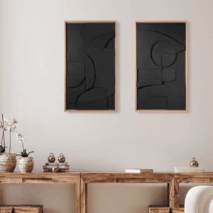 wall art japandi style 3d wood framed picture